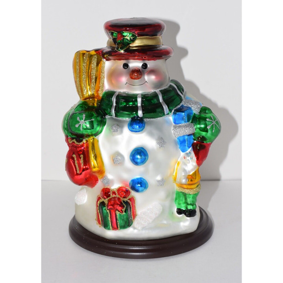 Thomas Pacconi Hand Blown and Hand Painted Christmas Holiday Snowman 9.5" - Picture 1 of 14